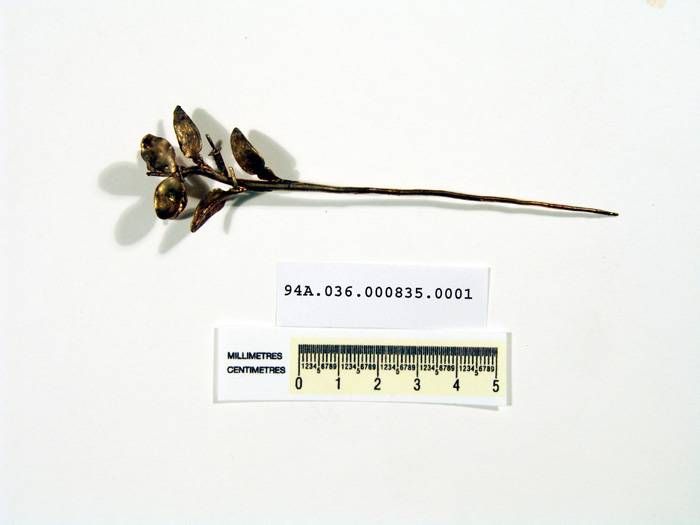Caption 46- Jewelry hatpin or stickpin, stem with leaf.