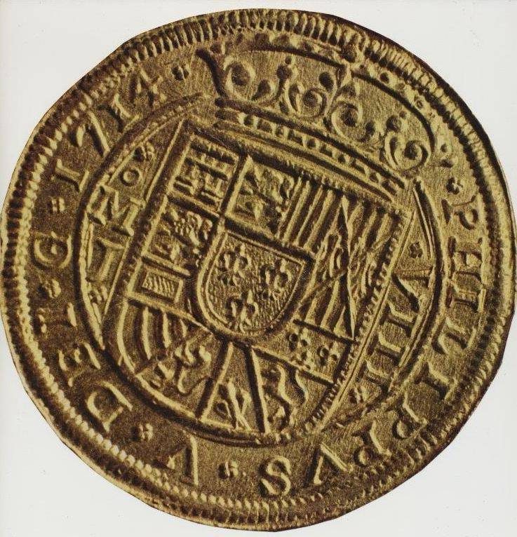 Close up of a Spanish Gold Coin