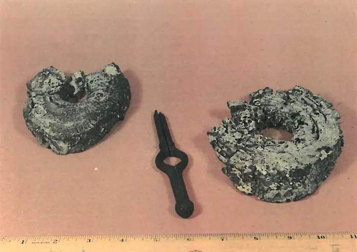 Brass dividers and wooden dead eyes? - 1715 Fleet - Cabin Wreck, 1960