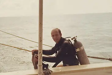 John de Bry aboard the "Griffon" Rio Mar wreck, Vero Beach ,Florida (1969)