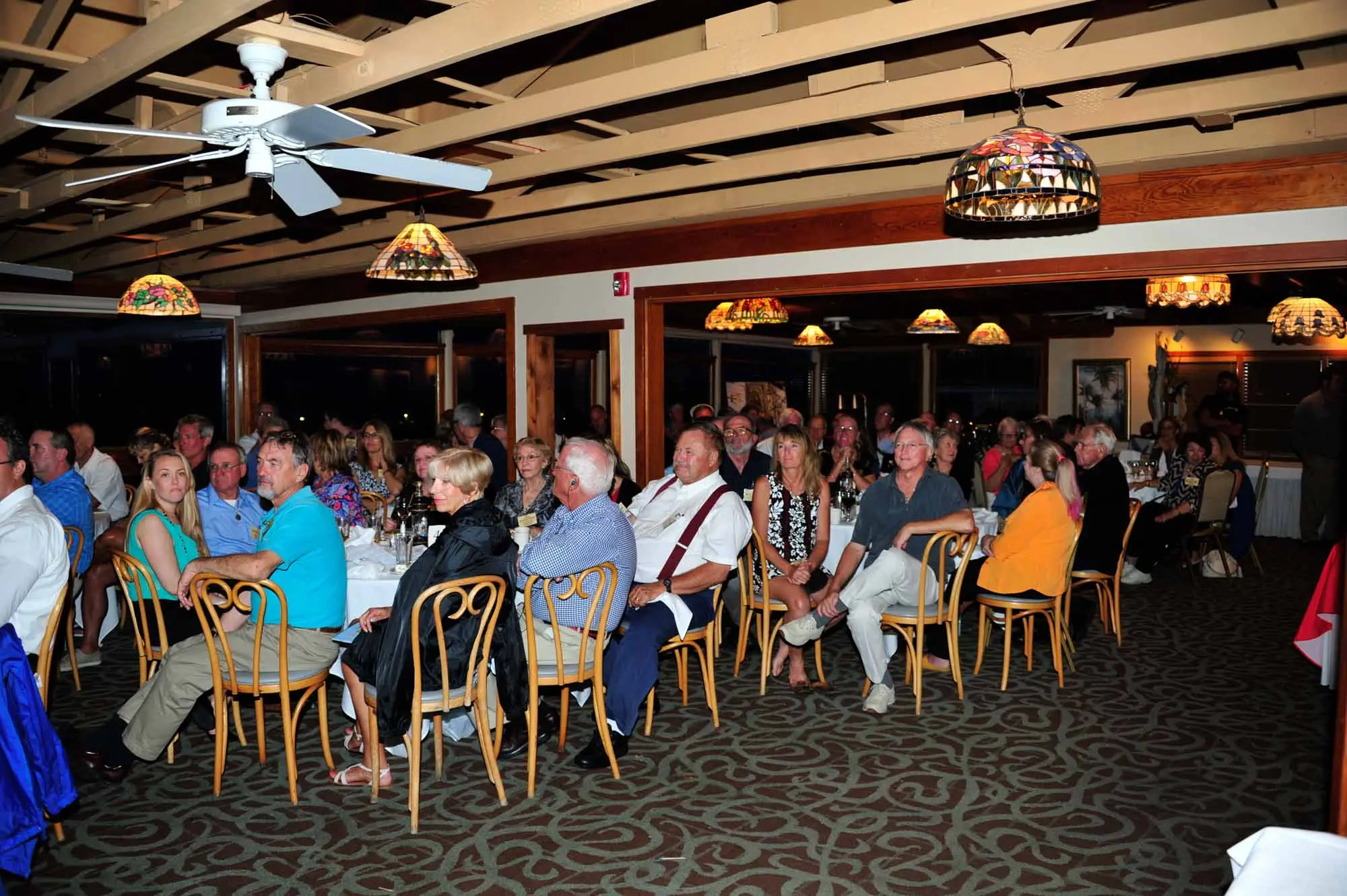 Wide angle shot of diners at the 300th Anniversary Banquet