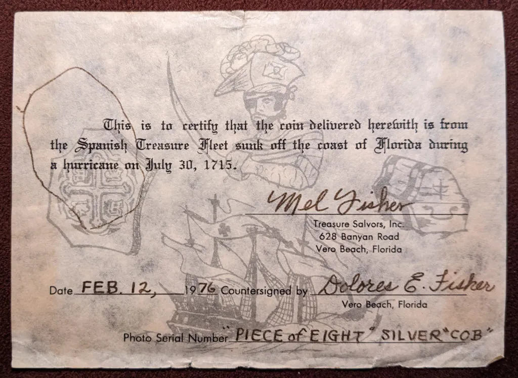 Treasure Salvors Certificate